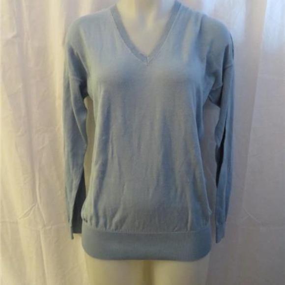 WOMENS LACOSTE LIGHT BLUE V-NECK SWEATER - SZ S - Picture 1 of 3